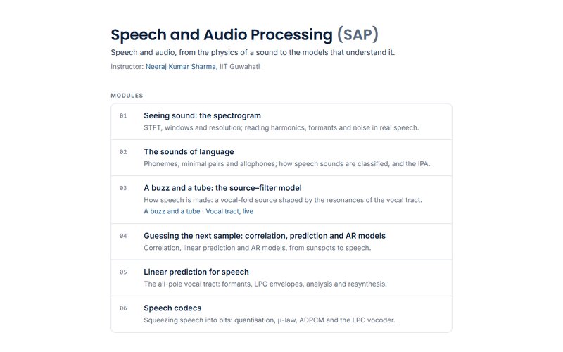 Preview of Speech and Audio Processing